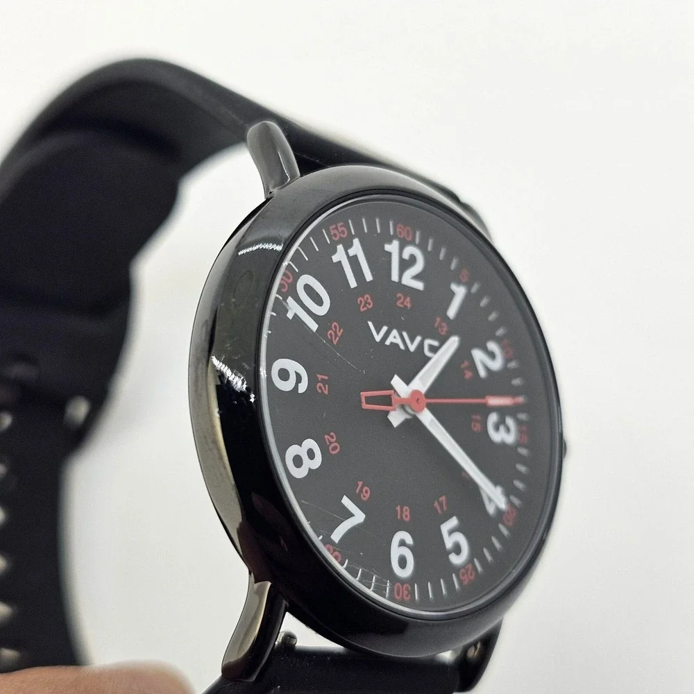 Men's Watch‎ Easy Read Black Dial 38MM Black Case Plastic Bands New Battery